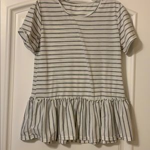 White, grey stripe Women’s peplum top